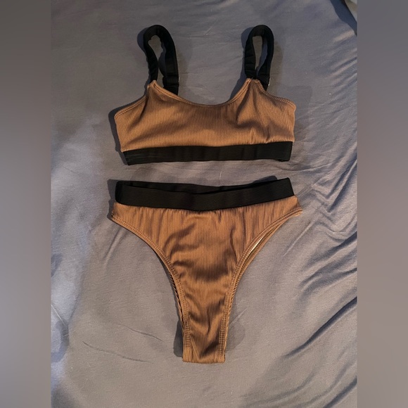Brown/Black High Waisted Bikini - Picture 1 of 1